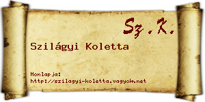Szilágyi Koletta névjegykártya